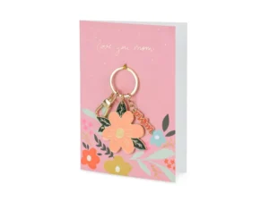 Apsveikuma atklātne" Love you mom " ar aploksni un atslēgu piekariņu
