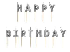 Jubilejas svecītes - Happy Birthday, sudraba / 130-140