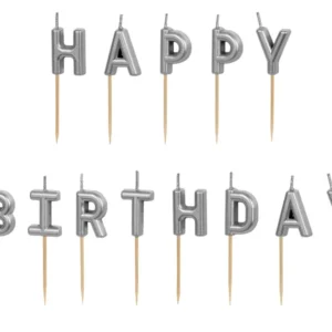 Jubilejas svecītes - Happy Birthday, sudraba / 130-140