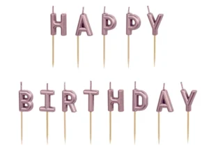 Jubilejas svecītes - Happy Birthday, rozā zelta / 130-141