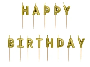 Jubilejas svecītes - Happy Birthday, zelta / 130-139