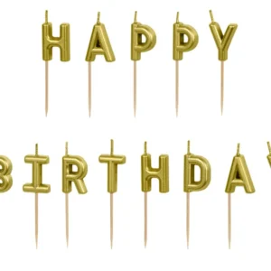 Jubilejas svecītes - Happy Birthday, zelta / 130-139