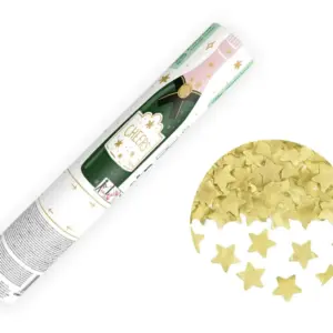 Konfetti (plaukšķene) ar zelta zvaigznītēm, 20 cm / 120-375